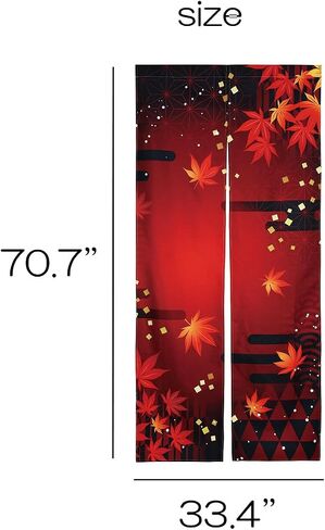 Noren Japanese Style Doorway Curtain with a Picture of Autumn Leaves Printed on it (pattern1) in Saudi Arabia