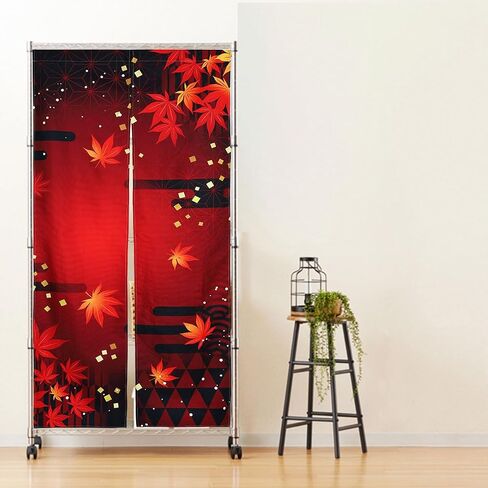 Noren Japanese Style Doorway Curtain with a Picture of Autumn Leaves Printed on it (pattern1) in Saudi Arabia