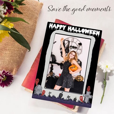 Halloween Photo Frame With A Metal Stand-Dark Style Pumpkin,Ghosts,Spider-Scary Halloween Picture Frame-Frame Fits The 4"x6" Photo-Halloween Decoration-Halloween Theme-A10 in Saudi Arabia