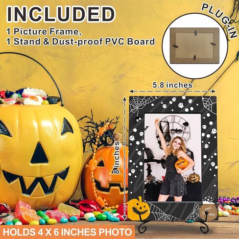 Halloween Photo Frame With A Metal Stand-Dark Style Pumpkin,Ghosts,Spider-Scary Halloween Picture Frame-Frame Fits The 4"x6" Photo-Halloween Decoration-Halloween Theme-A10 in Saudi Arabia