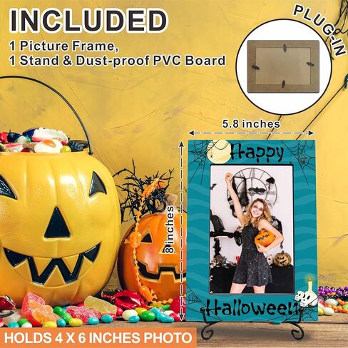 Halloween Photo Frame With A Metal Stand-Dark Style Pumpkin,Ghosts,Spider-Scary Halloween Picture Frame-Frame Fits The 4"x6" Photo-Halloween Decoration-Halloween Theme-A10 in Saudi Arabia
