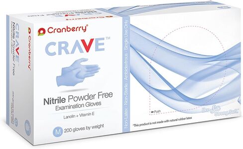 Cranberry CR3555 Crave Nitrile Powder Free Examination Glove, X-Small, Blue (Pack of 200) in Saudi Arabia