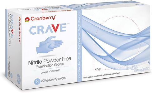 Cranberry CR3555 Crave Nitrile Powder Free Examination Glove, X-Small, Blue (Pack of 200) in Saudi Arabia