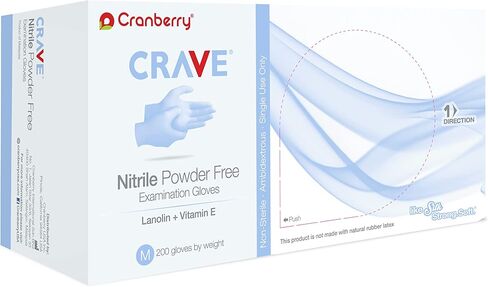 Cranberry CR3555 Crave Nitrile Powder Free Examination Glove, X-Small, Blue (Pack of 200) in Saudi Arabia