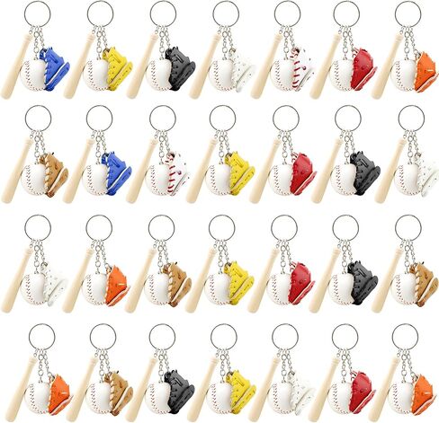 28 حزمة مضرب بيسبول سلسلة المفاتيح خشبية صغيرة مضرب بيسبول مفتاح سلسلة البيسبول قفاز البيسبول الرياضة حلقة رئيسية لهدايا عيد ميلاد الرياضيين تذكارية الرياضة صالح الطرف in Kuwait