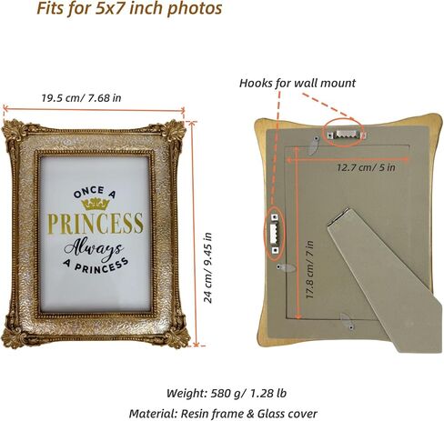3.5x5 Antique Gold Picture Frame Resin Vintage Mini Photo Frames with Real Glass for Tabletop Display & Wall Mount in Saudi Arabia