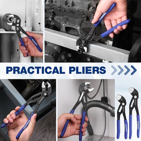WORKPRO Groove Joint Pliers, 7" Water Pump Pliers, Upgraded 42mm Wide Opening Slip Joint Pliers, V-Jaw Tongue and Groove Pliers for Home and Industrial Repair, CR-V, Dual Serrated, Adjustable Pliers in Saudi Arabia