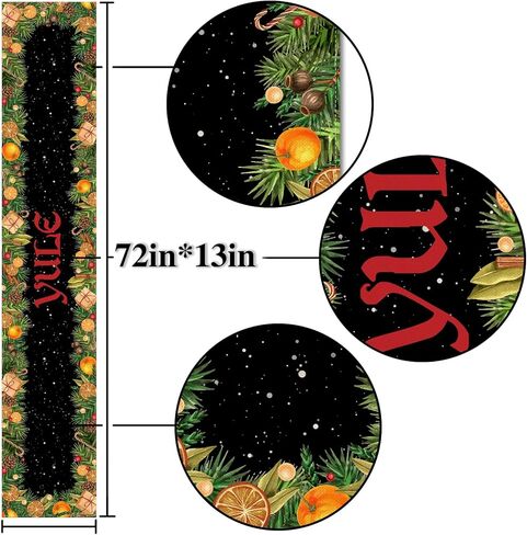 غطاء طاولة Nepnuser Yule Pagan Christmas Table Cover Norse Wiccan Pagan تحت عنوان الترحيب بديكور الحفلات في الأماكن المغلقة وعطلات الشتاء وعيد الميلاد وديكور المطبخ المنزلي - 72 بوصة in Kuwait