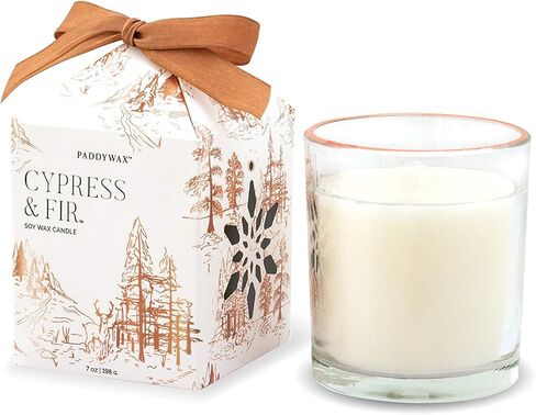 شموع Paddywax CFH0802 شمعة معطرة من مجموعة Cypress & Fir Holiday Collection، 8 أونصة، بيضاء، 8 أونصة in Saudi Arabia
