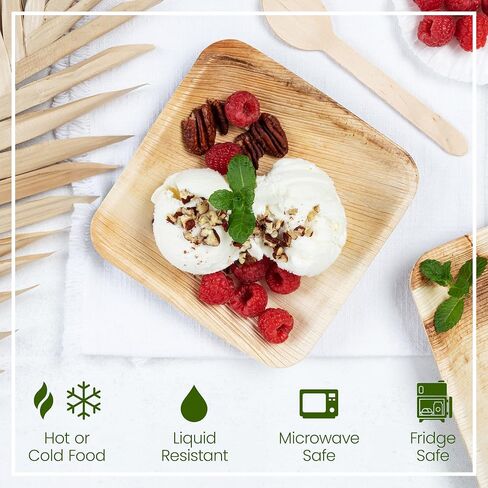 Palm Leaf Plates - Compostable 25 x7" & 25 x10" Square Plates - Pack of 50 - Eco Friendly Plate is 100% Natural, Sturdy & Microwave Safe - Disposable & Biodegradable Wood Alternative to Bamboo Plates in Saudi Arabia