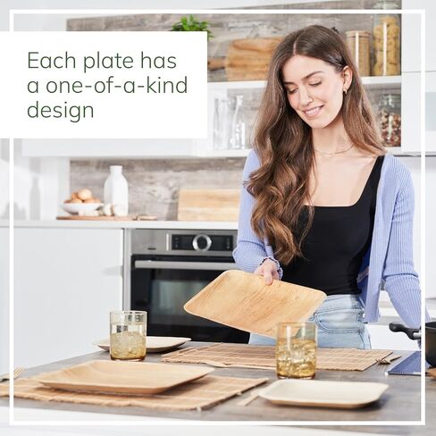 Palm Leaf Plates - Compostable 25 x7" & 25 x10" Square Plates - Pack of 50 - Eco Friendly Plate is 100% Natural, Sturdy & Microwave Safe - Disposable & Biodegradable Wood Alternative to Bamboo Plates in Saudi Arabia