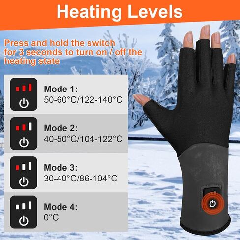 Fingerless Heated Gloves for Women Men, Rechargeable Heated Gloves Liners, Electric Hand Warmer, Ultra-Thin and Anti-Slip for Work, Office, Outdoor，Fishing in Saudi Arabia