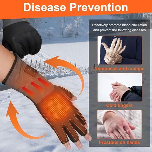 Fingerless Heated Gloves for Women Men, Rechargeable Heated Gloves Liners, Electric Hand Warmer, Ultra-Thin and Anti-Slip for Work, Office, Outdoor，Fishing in Saudi Arabia