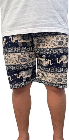 Trendy Thai Elephant Shorts - Elastic Waist - Unisex Animal Print Knee Breeches in Saudi Arabia