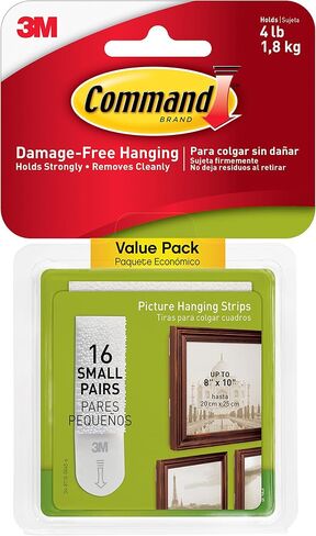 Command 17205-16ES 3M Small Picture Hanging Strips Create Gallery Walls, Strong and Versatile, 16 Pairs, White in Saudi Arabia
