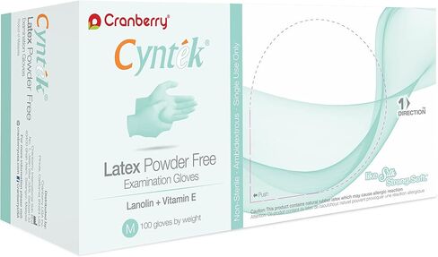Cranberry USA CR7835 Cyntek Latex Powder Free Exam Gloves, X-Small, Green (Pack of 100) in Saudi Arabia