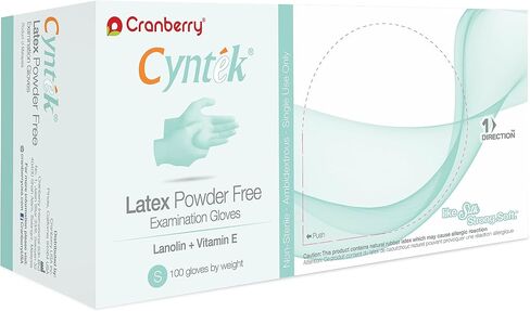 Cranberry USA CR7835 Cyntek Latex Powder Free Exam Gloves, X-Small, Green (Pack of 100) in Saudi Arabia