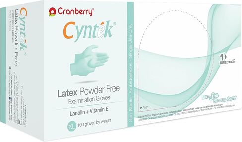 Cranberry USA CR7835 Cyntek Latex Powder Free Exam Gloves, X-Small, Green (Pack of 100) in Saudi Arabia