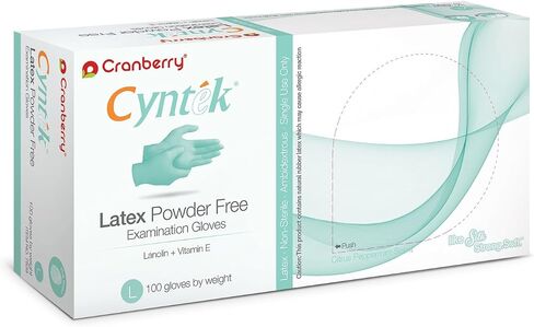 Cranberry USA CR7835 Cyntek Latex Powder Free Exam Gloves, X-Small, Green (Pack of 100) in Saudi Arabia