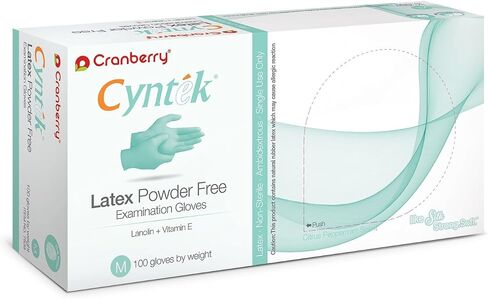 Cranberry USA CR7835 Cyntek Latex Powder Free Exam Gloves, X-Small, Green (Pack of 100) in Saudi Arabia