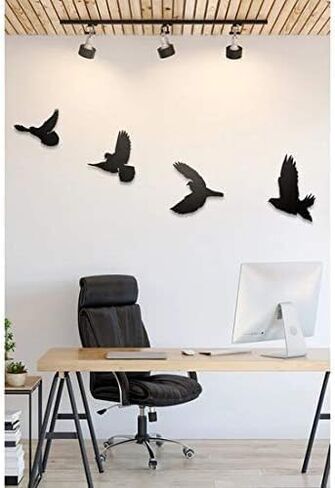 4 قطع من ديكور الحائط على شكل طائر خشبي، ديكور حائط على شكل طائر لغرفة النوم وغرفة المعيشة في الأماكن المغلقة والخارجية in Saudi Arabia