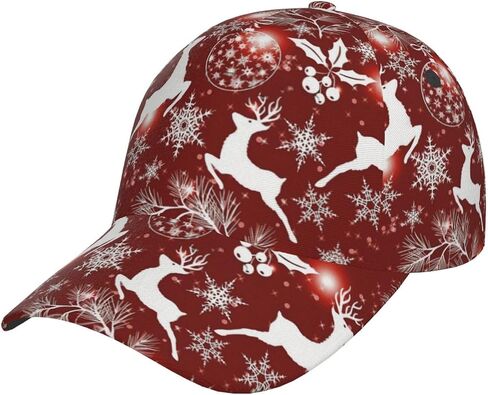 Funny Christmas Baseball Cap Adjustable Hat Xmas Snowflake Red Plaid Sun Cap for Men Women in Kuwait