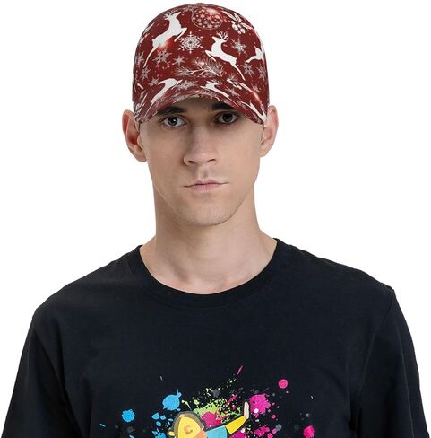 Funny Christmas Baseball Cap Adjustable Hat Xmas Snowflake Red Plaid Sun Cap for Men Women in Kuwait