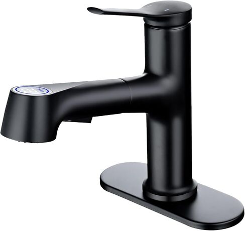 Modern Digital Bathroom Sink Faucet Single Handle Pull-Up Vanity Sink Faucet,Homili Brushed Gold LED Vanity Faucet with Pull-Down Spray 1 or 3 Holes (Brushed Gold) in Saudi Arabia