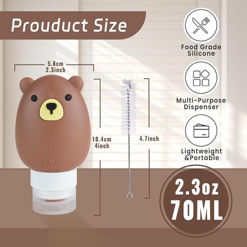 6 قطع من زجاجات تتبيلة السلطة مع فرشاة تنظيف، زجاجات صلصة محمولة وزجاجة بهارات، حاوية تتبيلة سلطة للذهاب لتناول طعام الغداء، تخزين طعام صغير مقاوم للتسرب أثناء السفر، سيليكون خالٍ من البيسفينول أ، 2.5 أونصة in Kuwait