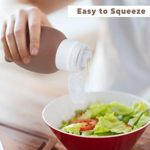 6 قطع من زجاجات تتبيلة السلطة مع فرشاة تنظيف، زجاجات صلصة محمولة وزجاجة بهارات، حاوية تتبيلة سلطة للذهاب لتناول طعام الغداء، تخزين طعام صغير مقاوم للتسرب أثناء السفر، سيليكون خالٍ من البيسفينول أ، 2.5 أونصة in Kuwait