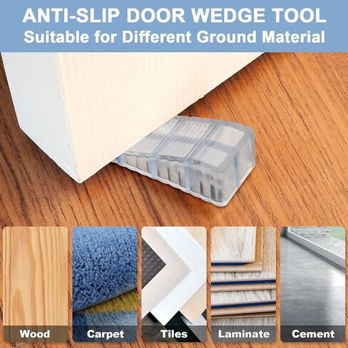 6 Pack Door Stop Stopper Wedge, Premium PVC Wedge Anti Slip and Stackable Door Stop, Fit for Gaps up to 2.2 Inches, Anti-Scratch Doorstops for Bottom of Door On Tile, Concrete, Carpet, Wooden Floor in Saudi Arabia