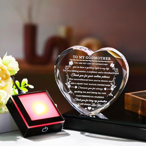 هدايا للأم مع قاعدة LED ملونة، هدايا عيد ميلاد فريدة للأمهات من ابنة ابنها قلب كريستالي إلى أمي، هدايا تذكارية لعيد الأم، عيد الميلاد، عيد الحب، أفضل هدية للأم على الإطلاق in Saudi Arabia