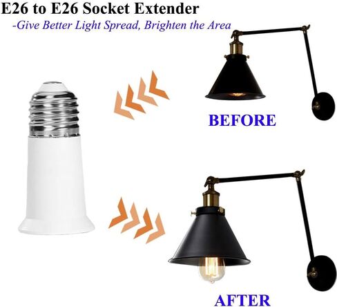 E26 Socket Extender, E26 to E26 Light Socket Extender, 3CM/1.2 Inch Light Socket Extension, 12-Pack in Kuwait