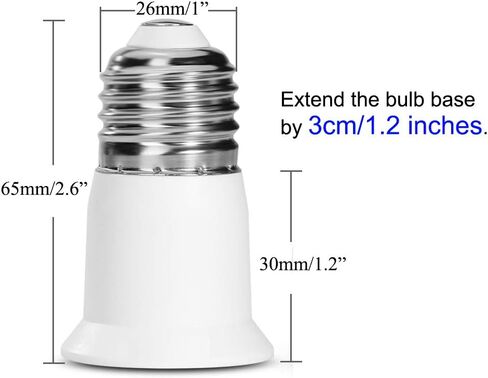 E26 Socket Extender, E26 to E26 Light Socket Extender, 3CM/1.2 Inch Light Socket Extension, 12-Pack in Kuwait