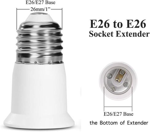 E26 Socket Extender, E26 to E26 Light Socket Extender, 3CM/1.2 Inch Light Socket Extension, 12-Pack in Kuwait