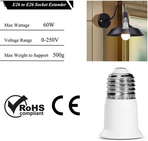 E26 Socket Extender, E26 to E26 Light Socket Extender, 3CM/1.2 Inch Light Socket Extension, 12-Pack in Kuwait
