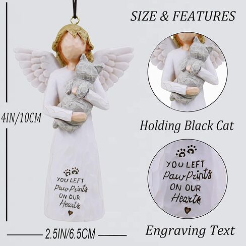 Cat Christmas Ornament - Cat Angel Ornaments for Christmas Tree, Cat Ornaments for Christmas, Cat Gifts for Cat Lovers, Cat Friendship Ornaments, Black Cat Ornament in Kuwait