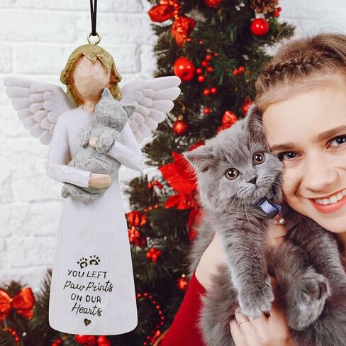 Cat Christmas Ornament - Cat Angel Ornaments for Christmas Tree, Cat Ornaments for Christmas, Cat Gifts for Cat Lovers, Cat Friendship Ornaments, Black Cat Ornament in Kuwait