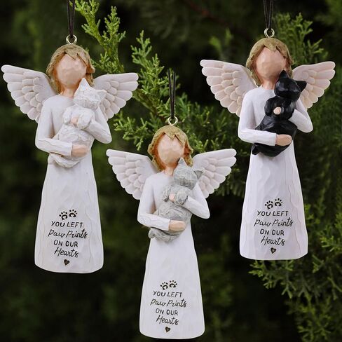 Cat Christmas Ornament - Cat Angel Ornaments for Christmas Tree, Cat Ornaments for Christmas, Cat Gifts for Cat Lovers, Cat Friendship Ornaments, Black Cat Ornament in Kuwait