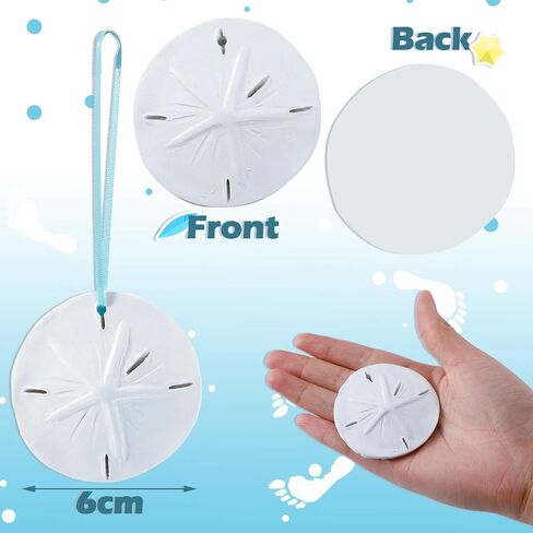 Jetec Sand Dollar Christmas Tree Ornaments Artificial Sand Dollar Large Sand Dollar with Lake Blue Hanging Ribbon for Christmas Wedding Birthday Beach Theme Party Decoration (12 Pieces) in Saudi Arabia