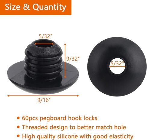 Pegboard Hook Locks, Peg Board Plugs, for Stopping Hooks from Falling Off, 60PCS, Translucent in Saudi Arabia