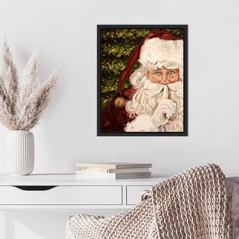 Amanti Art Framed Canvas Wall Art Print (23x28) Secret Santa by Patricia Pinto Float Framed Canvas Art for Wall Decor, Living Room, Bedroom, Bathroom, Kitchen, Office or Business Artwork (Model# in Saudi Arabia