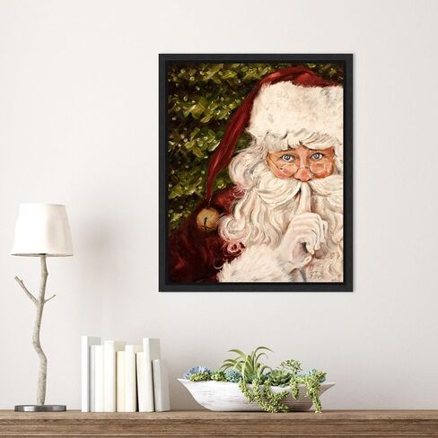 Amanti Art Framed Canvas Wall Art Print (23x28) Secret Santa by Patricia Pinto Float Framed Canvas Art for Wall Decor, Living Room, Bedroom, Bathroom, Kitchen, Office or Business Artwork (Model# in Saudi Arabia