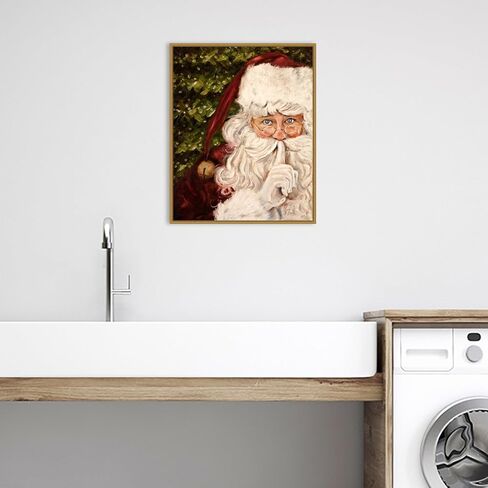 Amanti Art Framed Canvas Wall Art Print (23x28) Secret Santa by Patricia Pinto Float Framed Canvas Art for Wall Decor, Living Room, Bedroom, Bathroom, Kitchen, Office or Business Artwork (Model# in Saudi Arabia