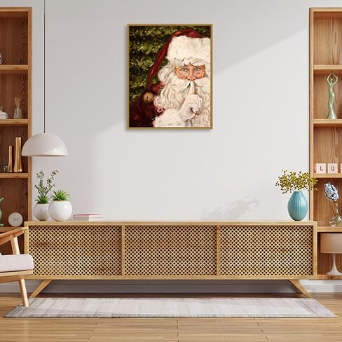 Amanti Art Framed Canvas Wall Art Print (23x28) Secret Santa by Patricia Pinto Float Framed Canvas Art for Wall Decor, Living Room, Bedroom, Bathroom, Kitchen, Office or Business Artwork (Model# in Saudi Arabia