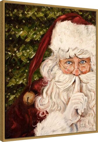 Amanti Art Framed Canvas Wall Art Print (23x28) Secret Santa by Patricia Pinto Float Framed Canvas Art for Wall Decor, Living Room, Bedroom, Bathroom, Kitchen, Office or Business Artwork (Model# in Saudi Arabia