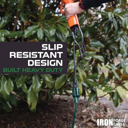 Iron Forge Cable 20 Foot Outdoor Extension Cord, 16/3 Green 20 Foot Extension Cord Indoor/Outdoor Use, 3 Prong, Weatherproof Jacket Extension Cord, Great for Gardens, Landscaping, Lawn Mower and More in Kuwait