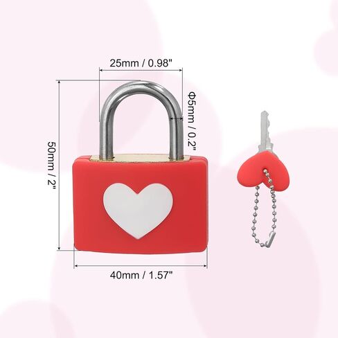 PATIKIL Love Locks Heart Padlock with Key Set, Love Couple Lock Wish Lock Romantic Heart Lock for Lovers Lock Bridge Wedding Anniversary Travel Present, Red in Saudi Arabia
