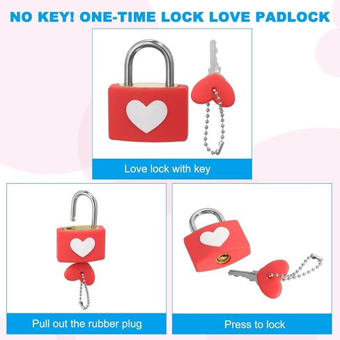 PATIKIL Love Locks Heart Padlock with Key Set, Love Couple Lock Wish Lock Romantic Heart Lock for Lovers Lock Bridge Wedding Anniversary Travel Present, Red in Saudi Arabia