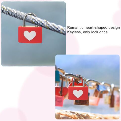PATIKIL Love Locks Heart Padlock with Key Set, Love Couple Lock Wish Lock Romantic Heart Lock for Lovers Lock Bridge Wedding Anniversary Travel Present, Red in Saudi Arabia